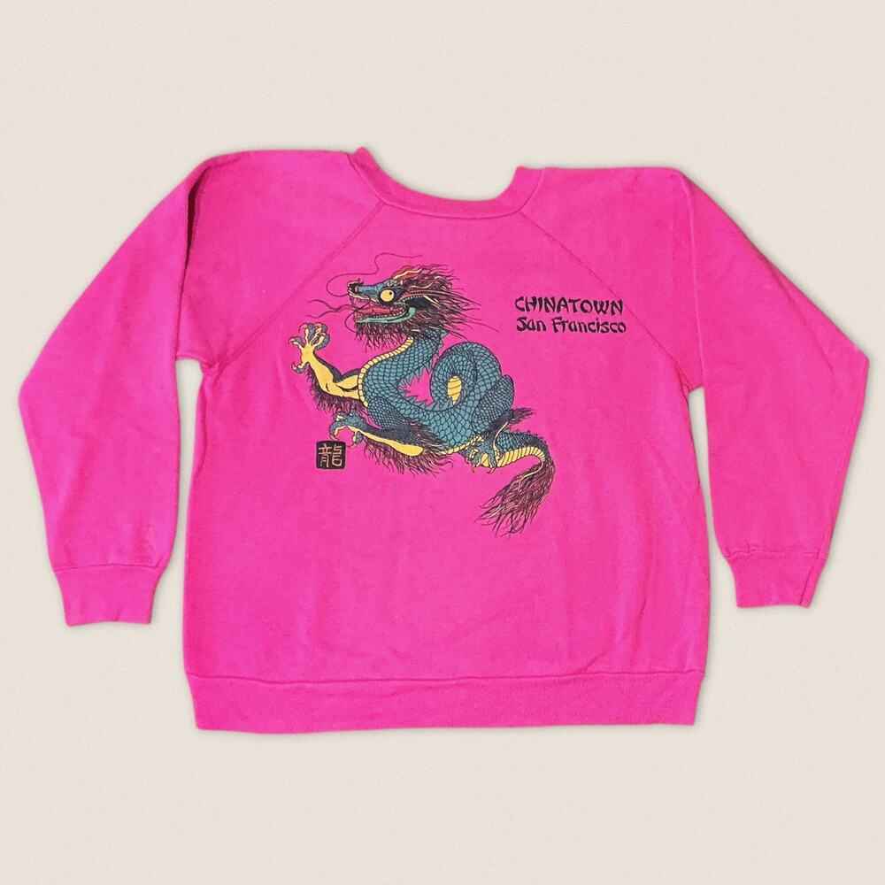 Vintage 90s Chinatown San Francisco Dragon Sweatshirt‎ Crew Neck Hanes - Large